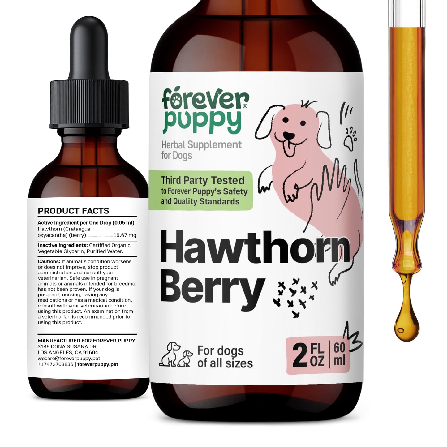 Forever Puppy Hawthorn Drops for Dogs | Heart Health Supplement | Hawthorn Berry Formula | 2 oz