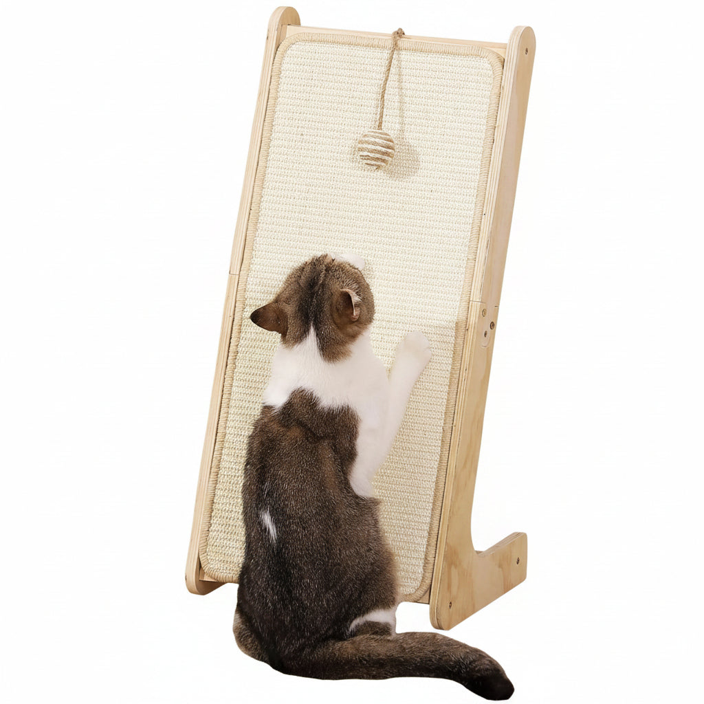 L-Shaped Cat Scratcher | Sisal Scratching Ramp with Ball Toy
