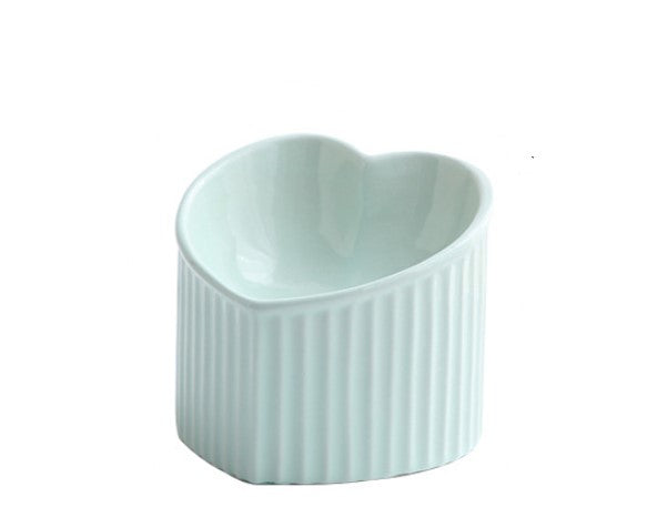 Heart-Shaped Ceramic Pet Bowl | Elevated Tilted Food & Water Bowl