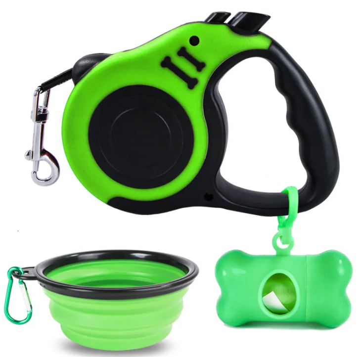 3-in-1 Dog Walking Kit | Leash with Foldable Bowl & Waste Bag Dispenser