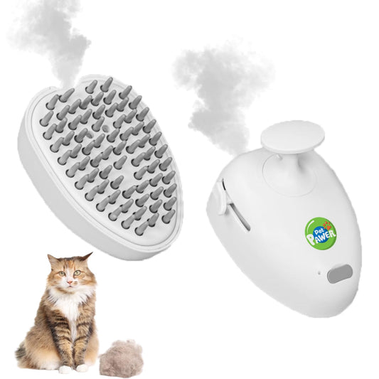 4-in-1 Steam Cat Brush – Rechargeable Pet Grooming Brush for Shedding, Hair Removal, Massage & Cleaning