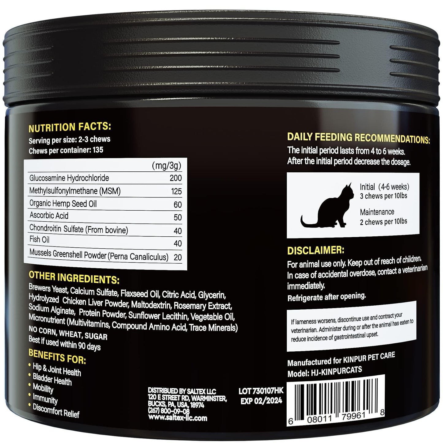 Natural Glucosamine for Cats | Joint & Hip Support Supplement for Mobility