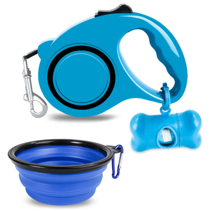 3-in-1 Dog Walking Kit | Leash with Foldable Bowl & Waste Bag Dispenser