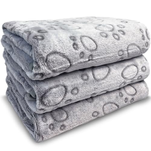 Soft Flannel Pet Blanket Set | Cozy Dog & Cat Blankets (3-Pack))