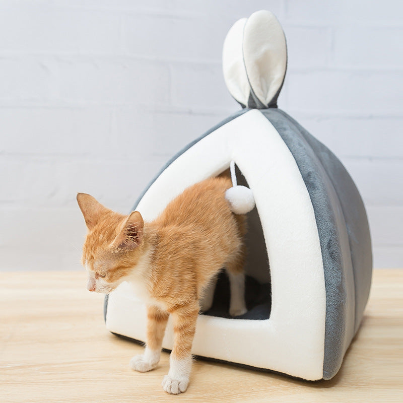 All-Season Enclosed Cat Bed | Cozy Indoor Pet House for Cats