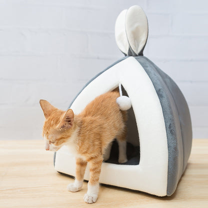 All-Season Enclosed Cat Bed | Cozy Indoor Pet House for Cats