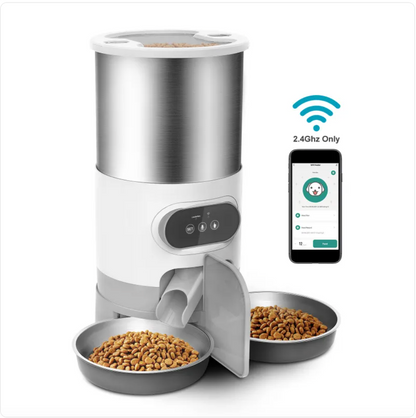 Automatic Pet Feeder | 4.5L Dual Bowl Food Dispenser with Voice Recorder