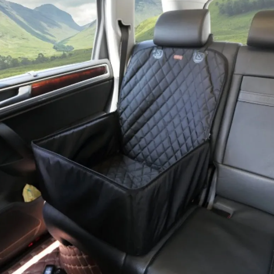 Pet Travel Rear Seat Cover | Waterproof Car Seat Protector with Portable Dog Toilet