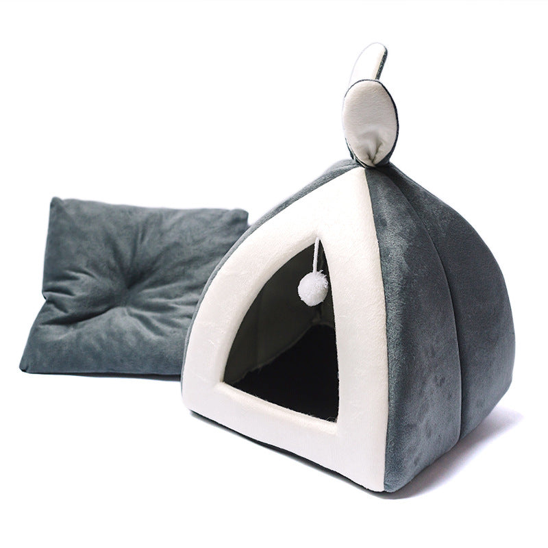 All-Season Enclosed Cat Bed | Cozy Indoor Pet House for Cats