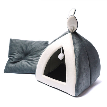 All-Season Enclosed Cat Bed | Cozy Indoor Pet House for Cats