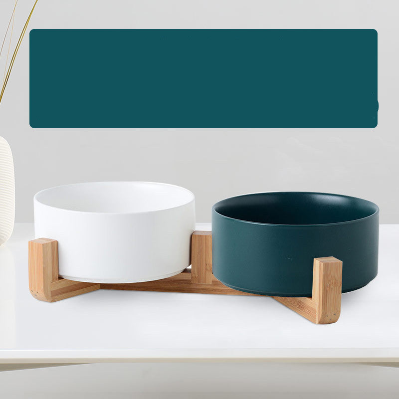 Double Ceramic Pet Food Bowl