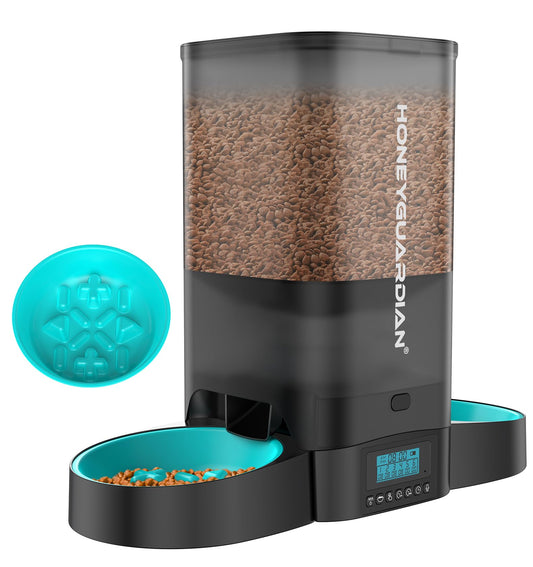 Automatic Cat Feeder for Two Cats – 5L Timed Pet Food Dispenser with Slow Feeder Bowl, Programmable Meal Control