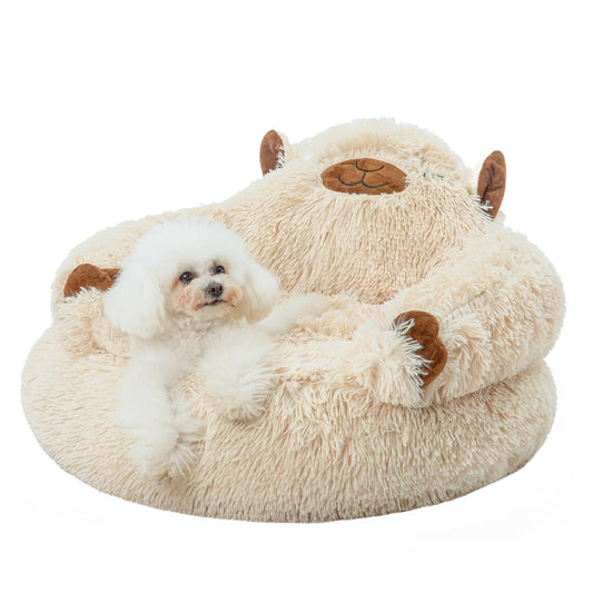Calming Donut Pet Bed | Anti-Anxiety Plush Dog & Cat Bed