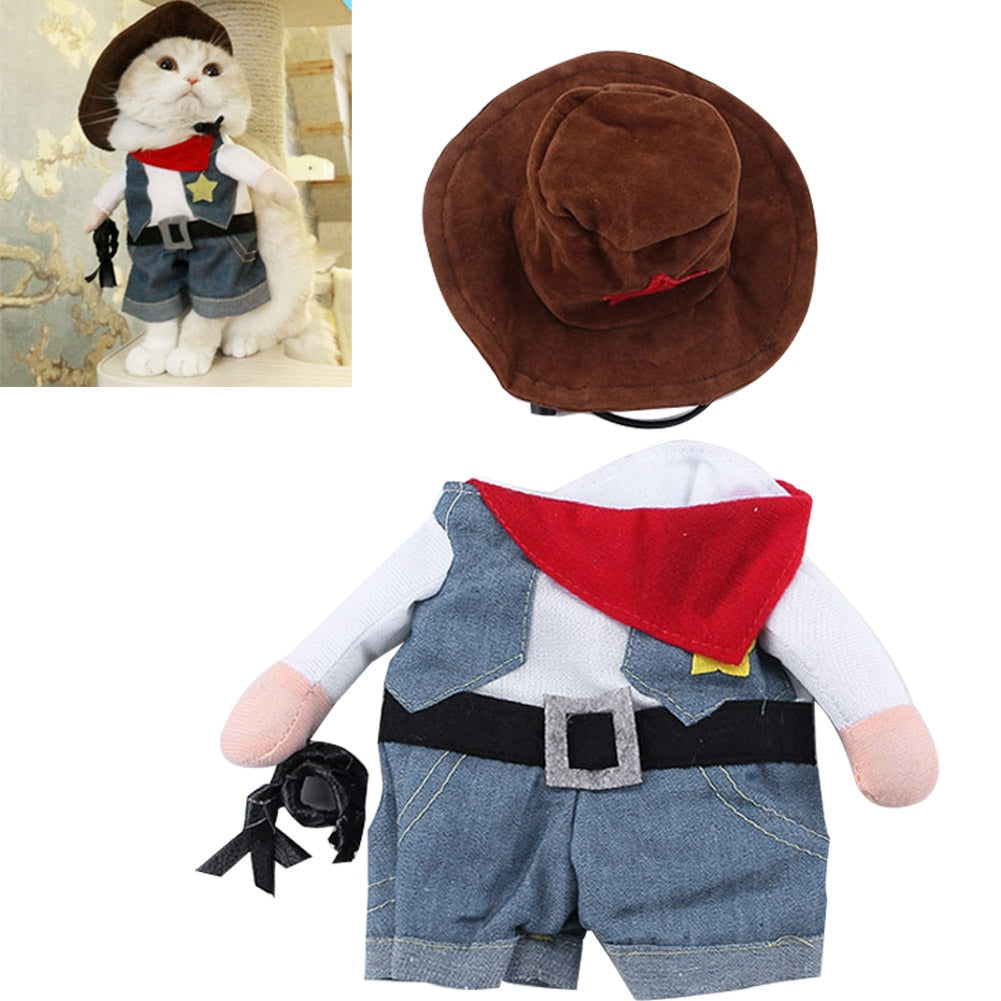 Cowboy Dog Costume | Denim Pet Outfit for Dogs & Cats