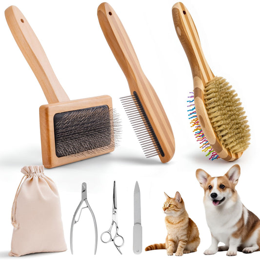 7-Piece Pet Grooming Kit | Deshedding Brush, Nail Clipper & Comb Set