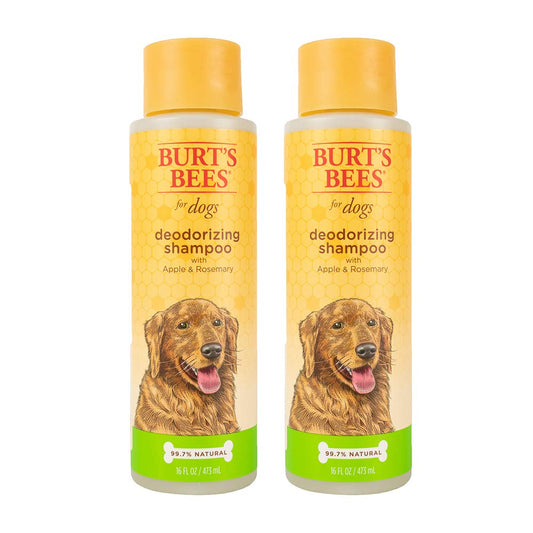 Burts Bees Natural Deodorizing Dog Shampoo - Apple & Rosemary 16 oz Dual Pack