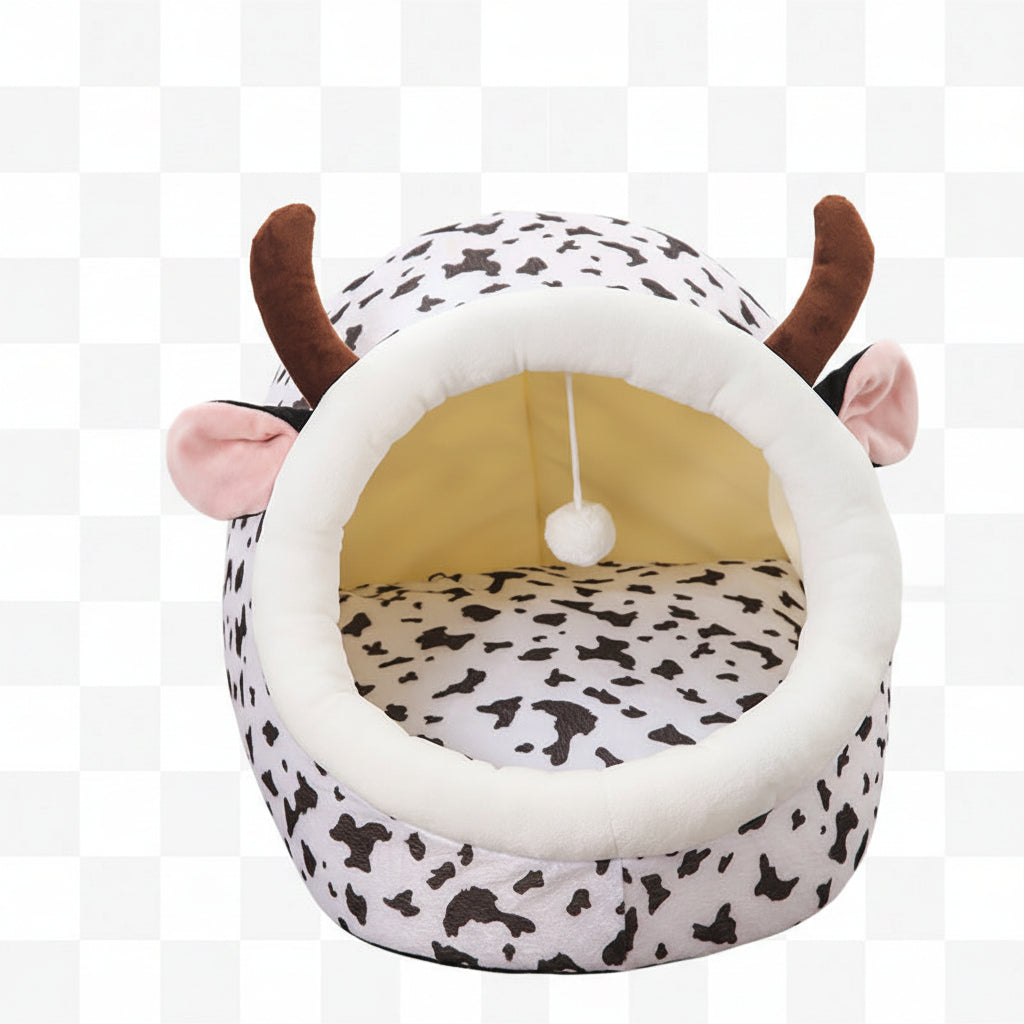 Crab Cat Bed | Semi-Enclosed Plush Pet Bed for Cats & Small Dogs