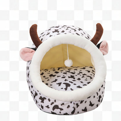 Crab Cat Bed | Semi-Enclosed Plush Pet Bed for Cats & Small Dogs