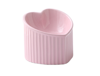 Heart-Shaped Ceramic Pet Bowl | Elevated Tilted Food & Water Bowl